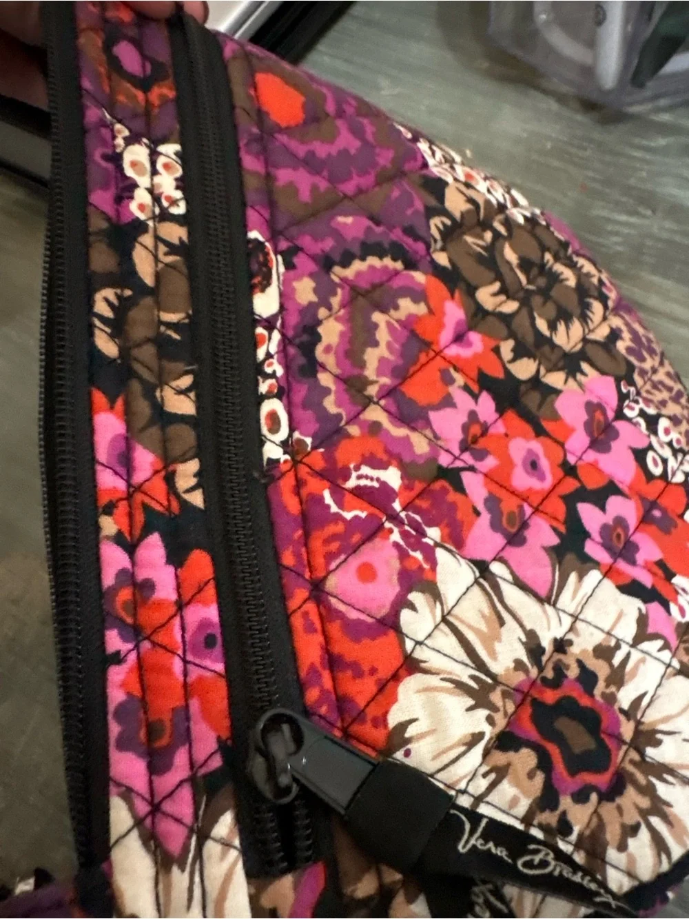Vera Bradley Floral Quilted Crossbody in Purple, Pink & Brown